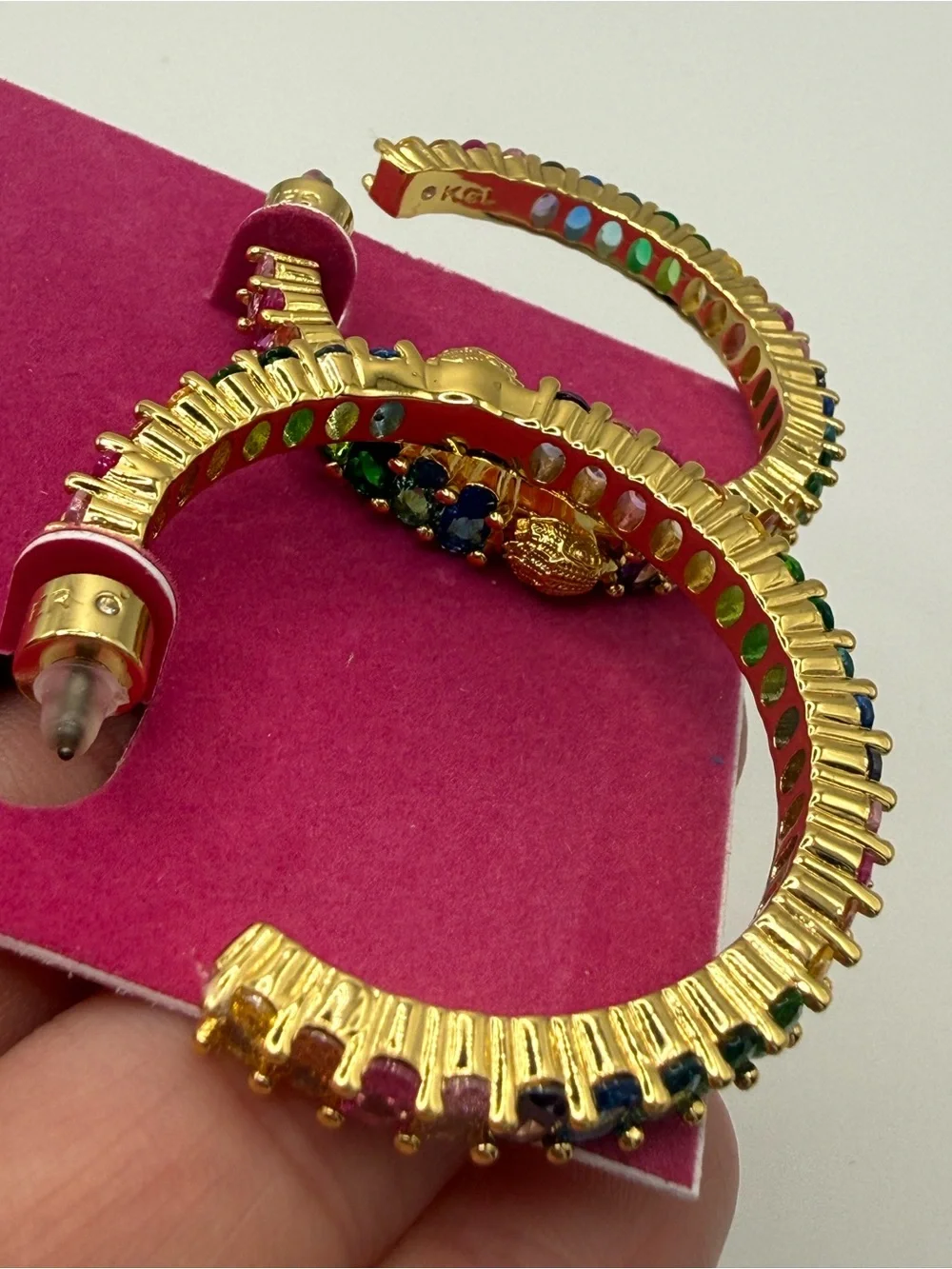 Kurt Geiger Gold Hoop Earrings with Multicolor Stones